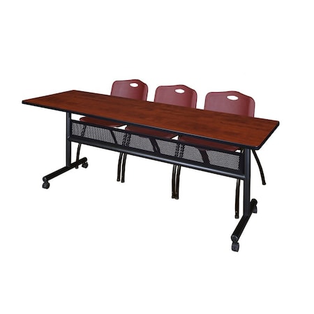 Kobe Rectangle FlipTop Table, 84" W, 29" H, Laminate Top, Cherry MKFTM8424CH47BY
